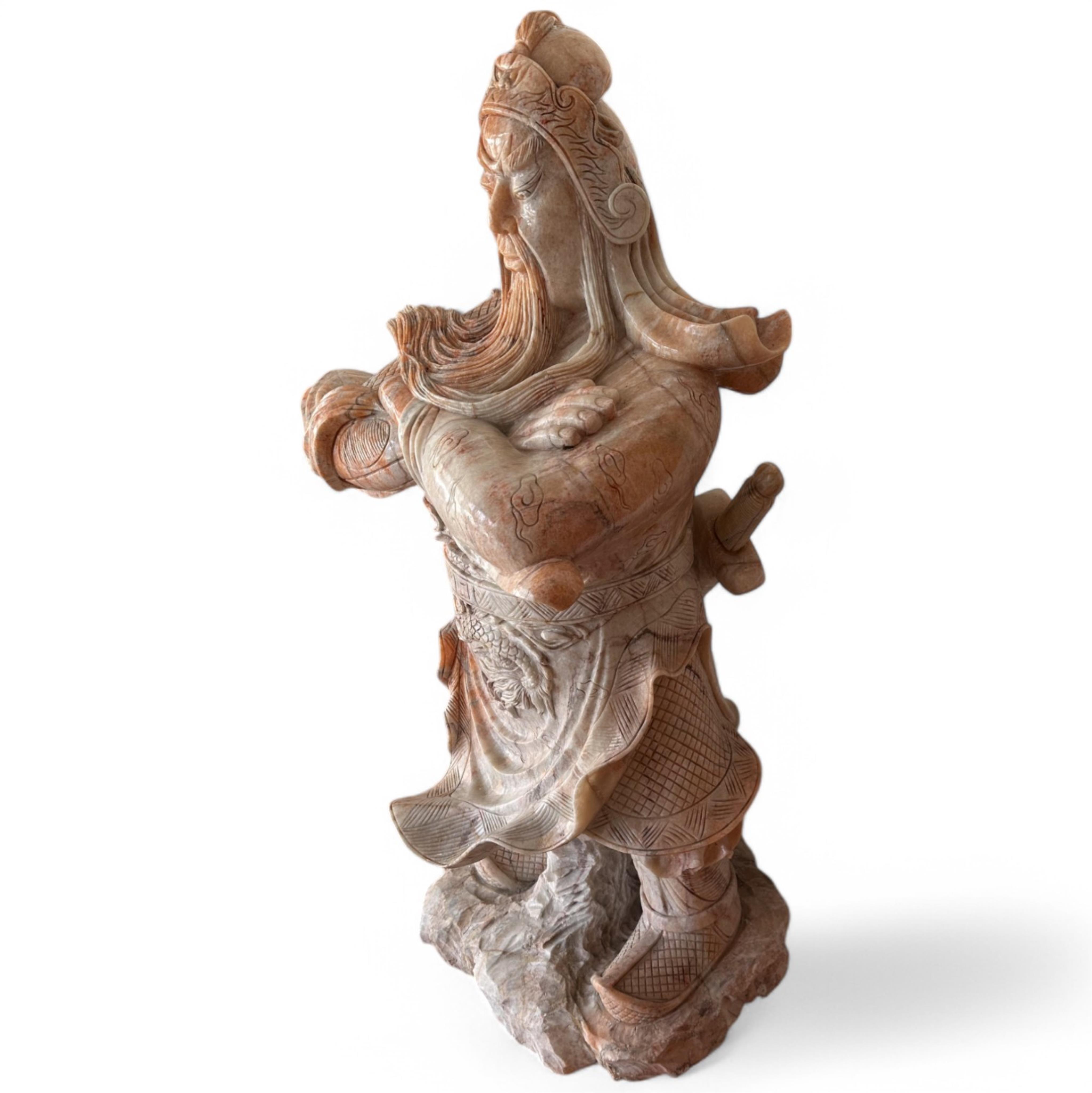 A massive Chinese soapstone figure of Guan Yu